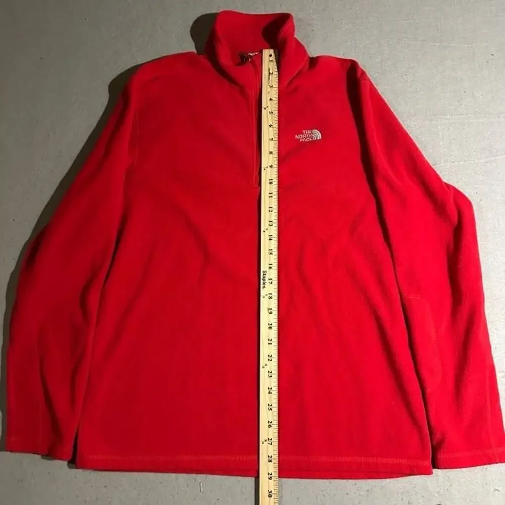 The North Face Quarter Zip Fleece Jacket Mens Large Red Hiking Outdoors